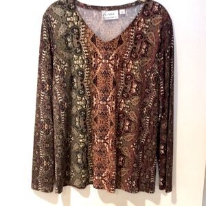 Linea by Louis Dell'Olio -  Geometric/ Paisley Patterned Top NWOT-Never Worn